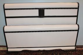 Black and White Art Deco Full Size Bed has metal rails, 40