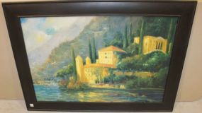 Large Print of Village Landscape signed Lower right 42