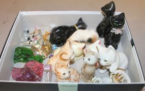 Box Lot of Small Porcelain Kittens Porcelain Kittens