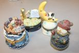 Four Decorative Boxes, Moon, and Spoon. Cow in the moon, snowman, Noah's ark, 3