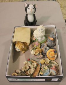 Box Lot of Resin Kittens Kitten in sack Music box