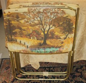 Set of Four Vintage TV Trays Trays