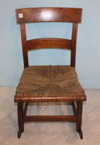 Early Curly Maple Rush Seat Rocker 29