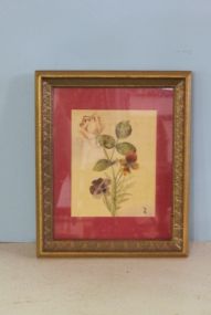 Watercolor of Pansies and Rose (LJK) Description