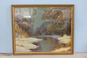 Print of a Painting (River Scene) Description