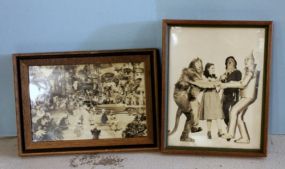 High Gloss Two Framed Black and White Pictures of Scenes From The Wizard of Oz Description