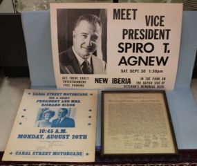 Group of Political Campaign Posters for Richard M. Nixon and Two Copies of The Declaration of Independence Description