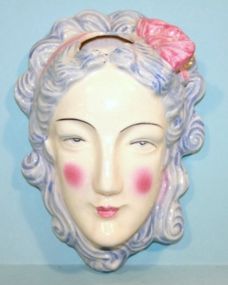 Porcelain Painted Face Wall Hanger/Match Holder Description