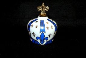 White Blue and Gold Perfume, marked on bottom Boi Bleil 1648-1715, Porcelain Limoge Description