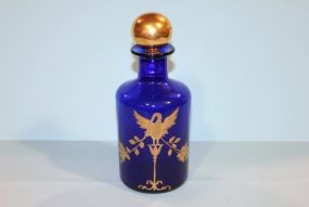 Cobalt Blue Container/Perfume with Gold Accent Paint and Gold Stopper Description