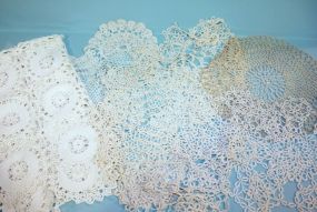 Group of Sixteen Crochet and Tatted Doilies and Place Settings Description