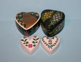 Four Heart Shaped Trinket Boxes Description