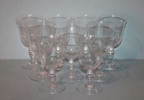 Nine Clear Wine Glasses Description
