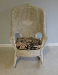 Wicker Rocking Chair with Upholstered Cushion Description