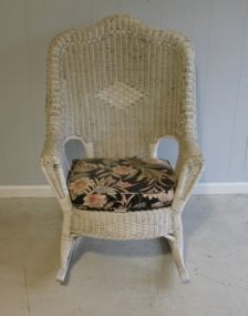Wicker Rocking Chair with Upholstered Cushion Description
