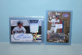 Two Baseball Player Cards in Plastic Cases, Autographed Description