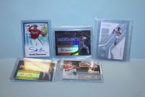 Five Baseball Player Cards In Plastic Cases, Autographed Description