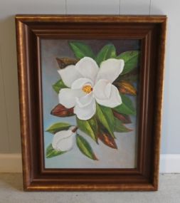 Framed Painting of Magnolias Description