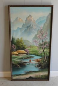 Framed Oriental Painting by L. Sung Kyu, Spring Description