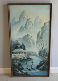 Framed Oriental Painting by L. Sung Kyu, Winter Description