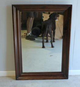 Large Mirror with Wooden Frame Description