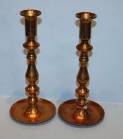 Pair of Brass Candle Holders Description
