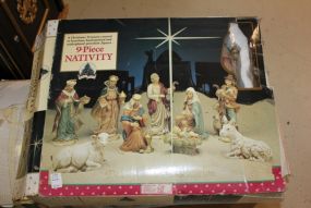 Nine Piece Deluxe Collectors Edition Nativity Scene Description