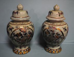 Pair of Hand Painted Ginger Jars Description