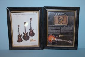 Two Framed Gibson Guitar Pictures Description