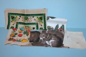 Group of Nine Vintage Kitchen Towels and Napkins Description