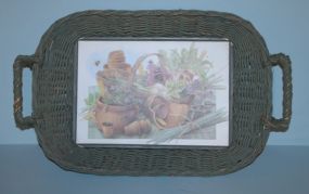 Wicker Tray with Painted Inset Bottom Description