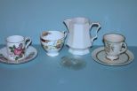 Two Demi-Tesse Cups and Saucers, Creamer and Cup Description