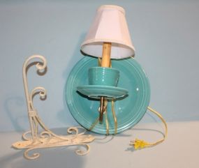 Fiesta Ware Wall Sconce and White Iron Plant Hook Description