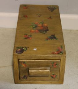 Recipe Box, Wood Grain with Fruit Transfer Decoration Description