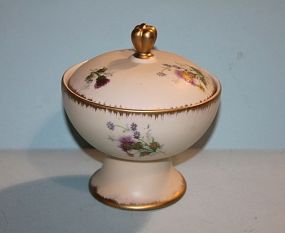 Covered Compote with Painted Gold Trim Description