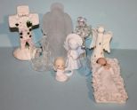 Seven Angel Figurines and Cross Description