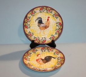 Two Rooster Design Plates Description