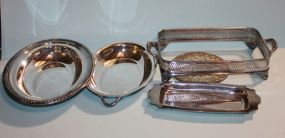 Group of Silver Trays and Buffet Server Description