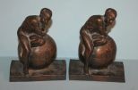 Two World Globe Book Ends Description