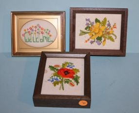 Three Framed Needlepoints Description