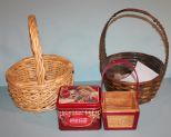 Three Baskets and Coke Tin Box Description