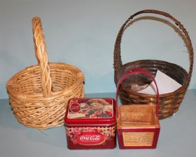 Three Baskets and Coke Tin Box Description