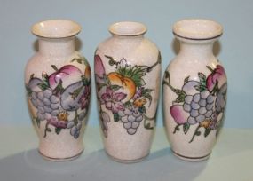 Three Oriental Vases with Fruit Design Description