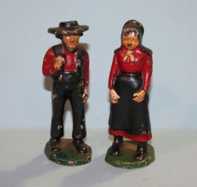 Pair of Metal Amish Figurines Description