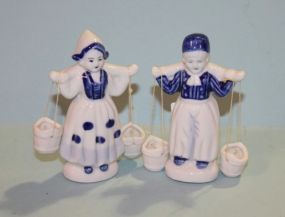 Pair of Blue and White Porcelain Figurines Description