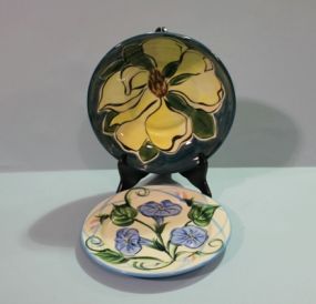 Two Hand Painted Pottery Dishes Description