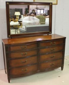 Traditional Mahogany Double Dresser with Mirror Description