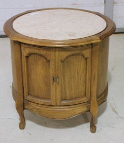 Contemporary Marble Top Round End Table Description