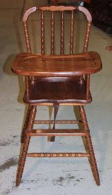 Jenny Lind Style Oak High Chair with Spindle Back Description