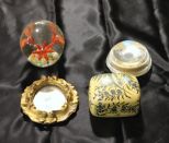 Two Paperweights, Mirror and Jewelry Box Description